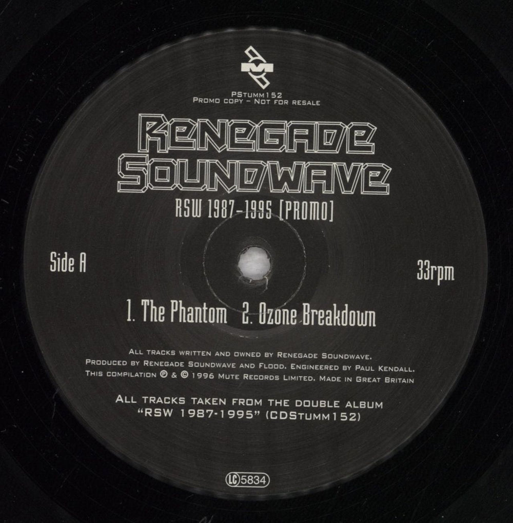 Renegade Soundwave RSW 1987-1995 [Promo] UK 12" vinyl single (12 inch record / Maxi-single) PSTUMM152