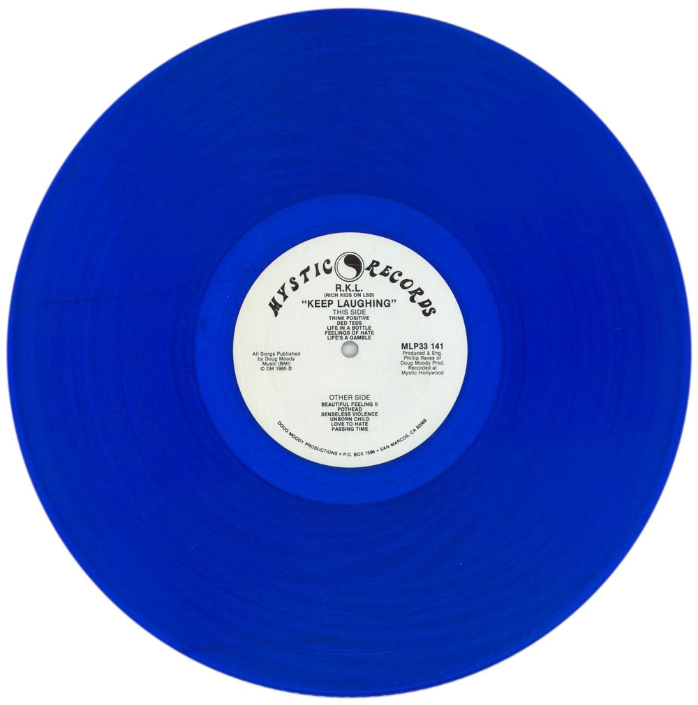 Rich Kids On LSD Keep Laughing - Blue Vinyl US vinyl LP album (LP record) R57LPKE860039