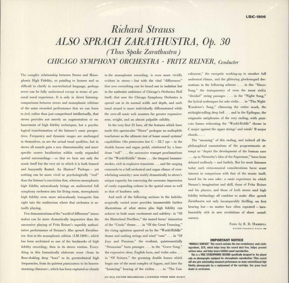 Richard Strauss Also Sprach Zarathustra - 4LP 45rpm US 4-LP vinyl album record set