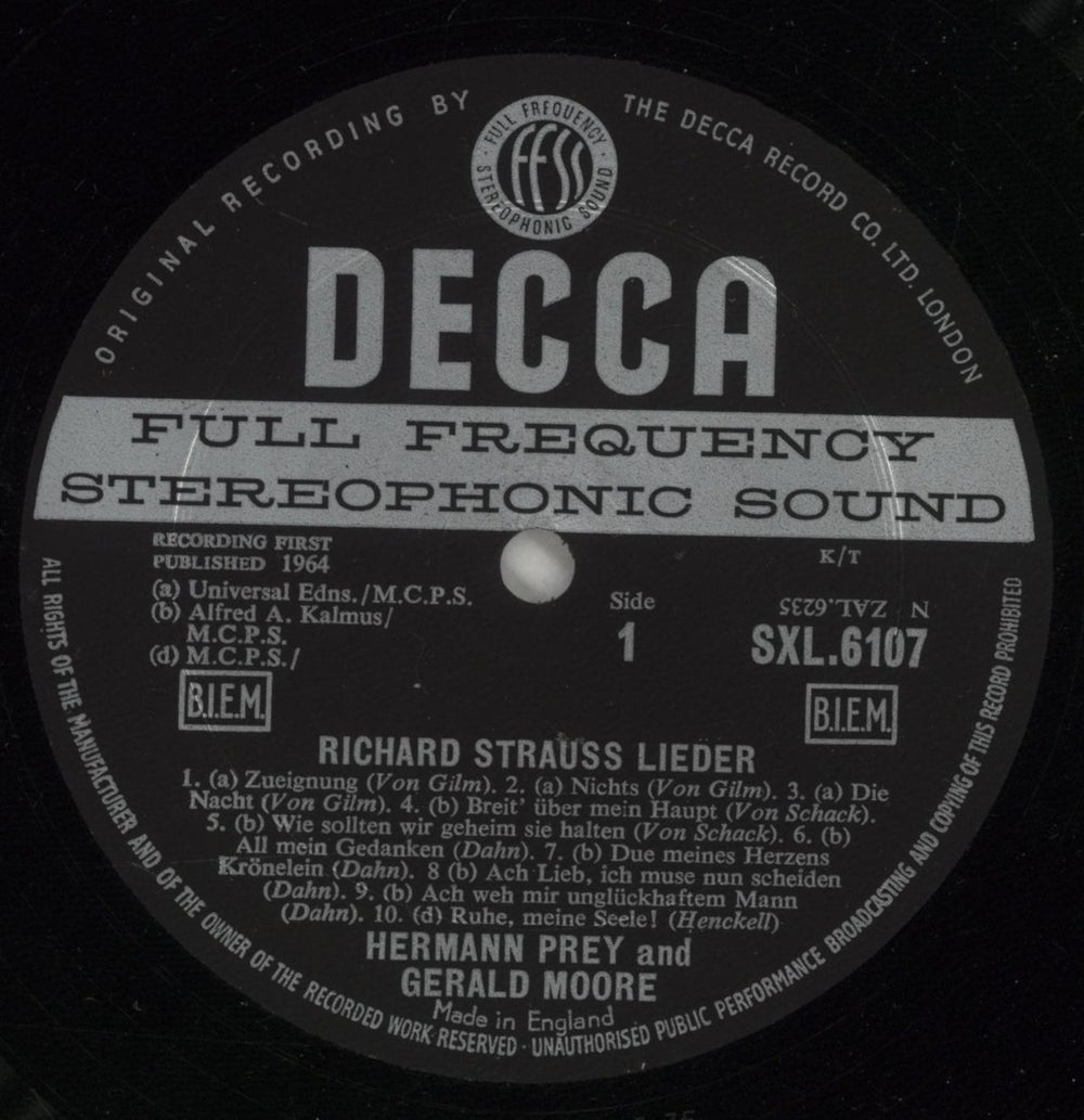 Richard Strauss Lieder UK vinyl LP album (LP record) RG6LPLI878561