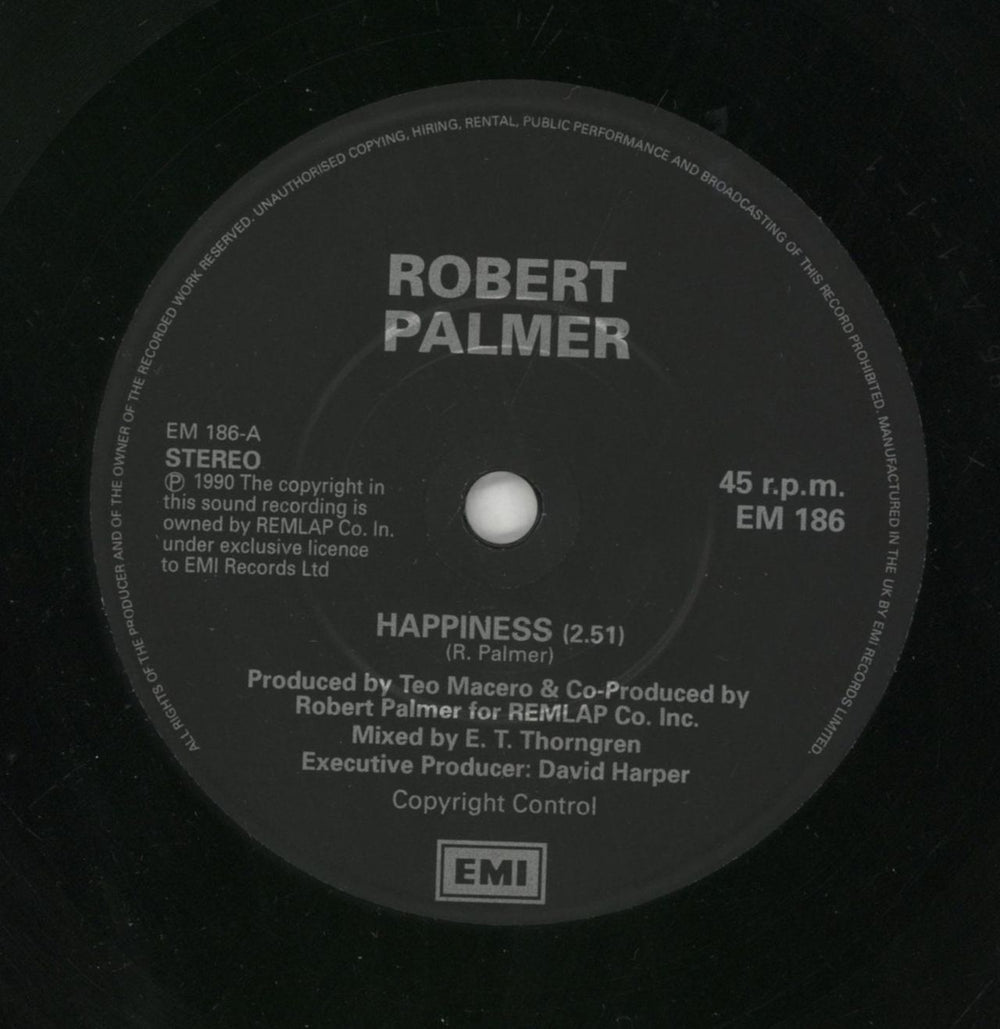 Robert Palmer Happiness UK 7" vinyl single (7 inch record / 45) PLM07HA625712