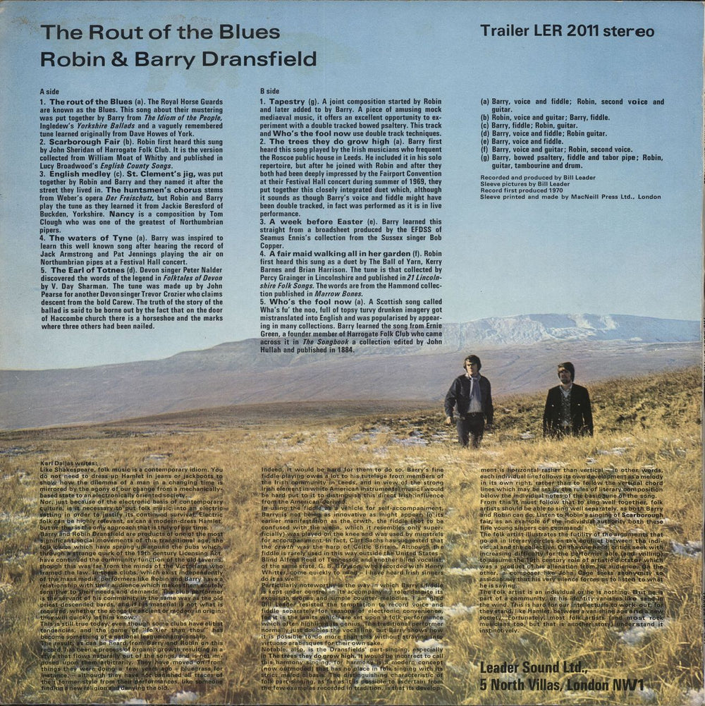 Robin & Barry Dransfield The Rout Of The Blues - 2nd UK vinyl LP album (LP record)