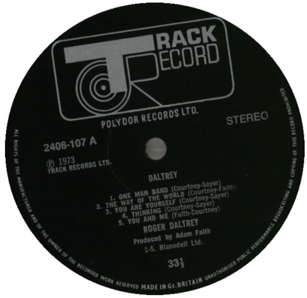 Roger Daltrey Daltrey - 2nd UK vinyl LP album (LP record) RGDLPDA589130