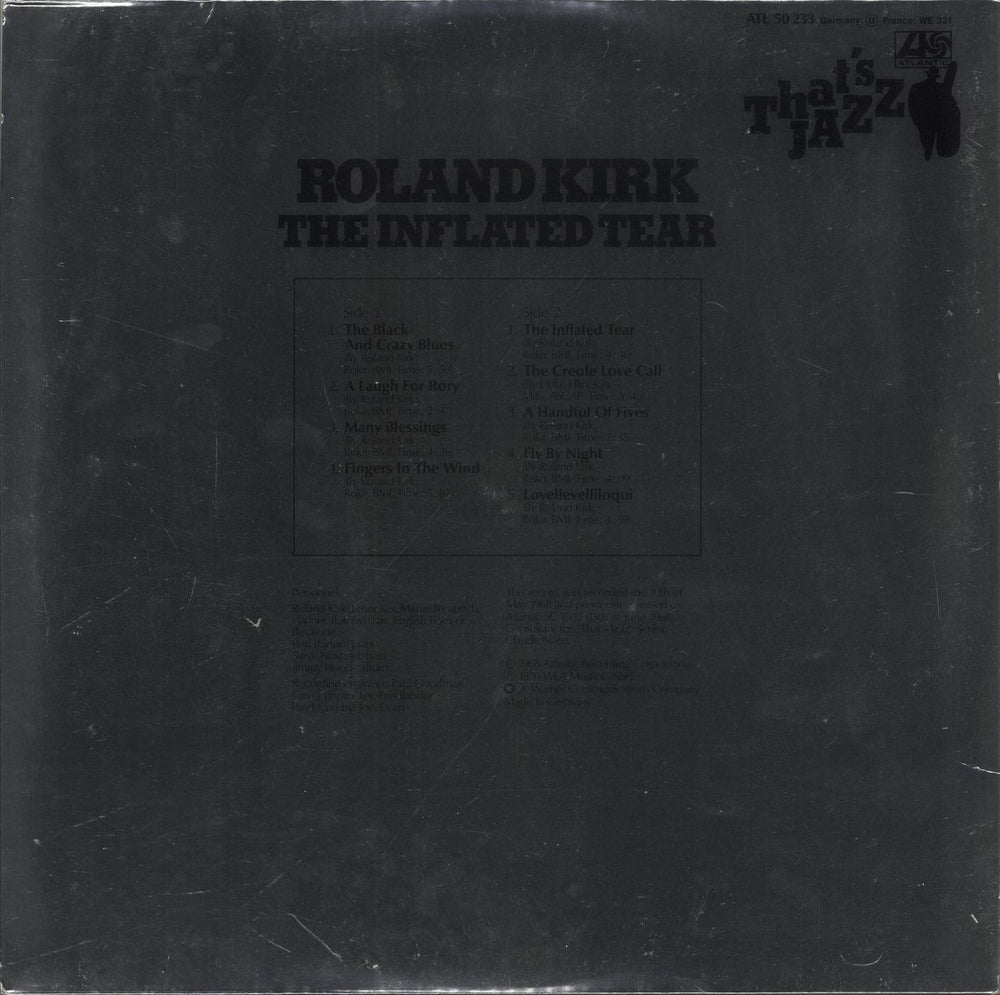 Roland Kirk The Inflated Tear German vinyl LP album (LP record)