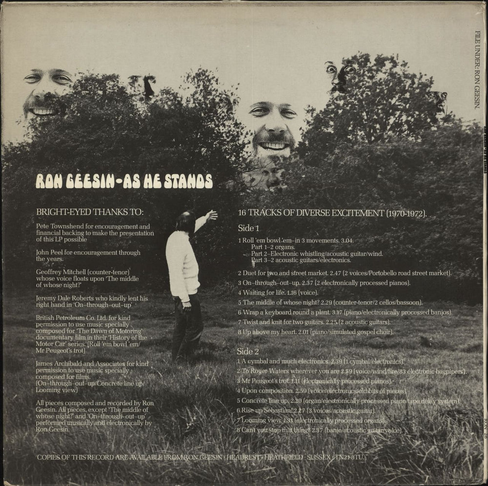 Ron Geesin As He Stands - EX UK vinyl LP album (LP record)