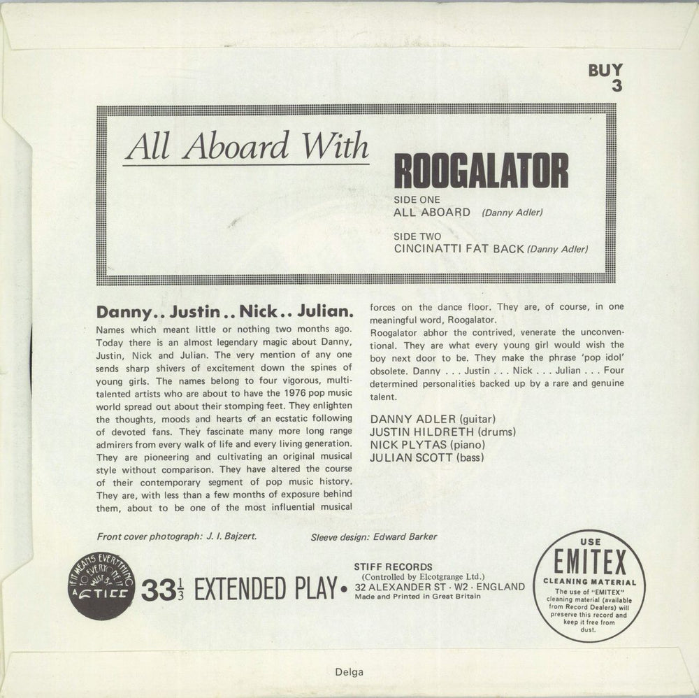 Roogalator All Aboard With The Roogalator - Large Centre Hole + Sleeve UK 7" vinyl single (7 inch record / 45)