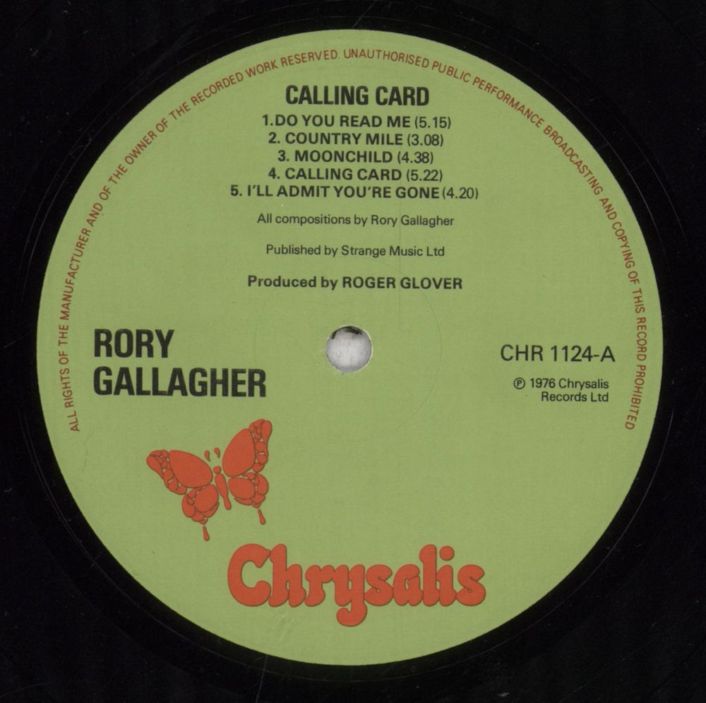 Rory Gallagher Calling Card UK vinyl LP album (LP record) RORLPCA847182