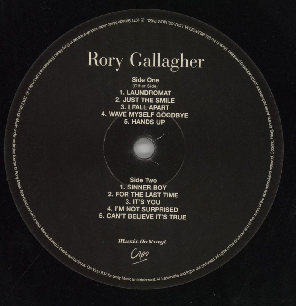Rory Gallagher Rory Gallagher - 180gm UK vinyl LP album (LP record) RORLPRO858612