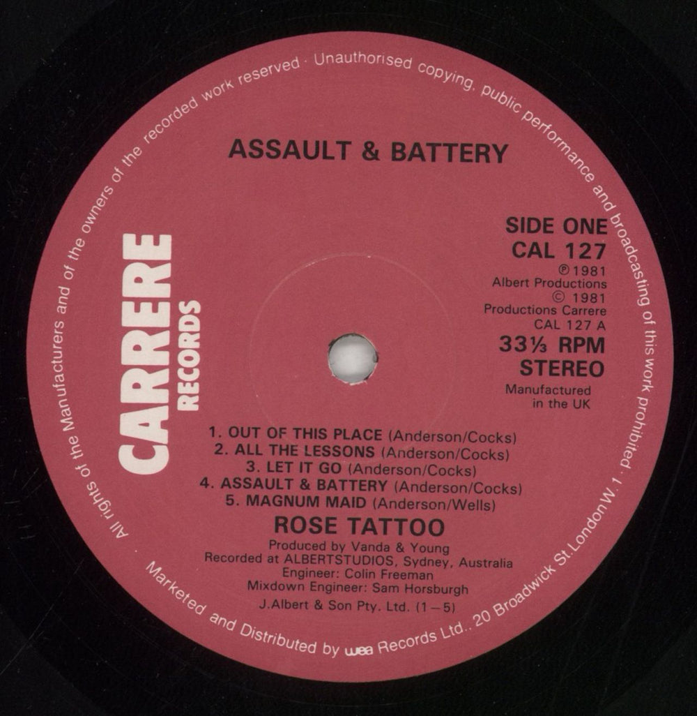 Rose Tattoo Assault And Battery UK vinyl LP album (LP record) RTALPAS616183