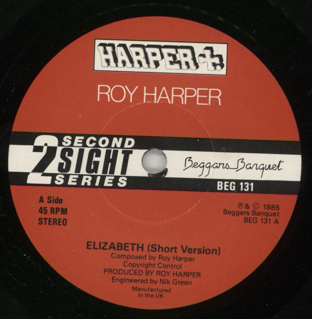 Roy Harper Elizabeth UK 7" vinyl single (7 inch record / 45) ROY07EL864792