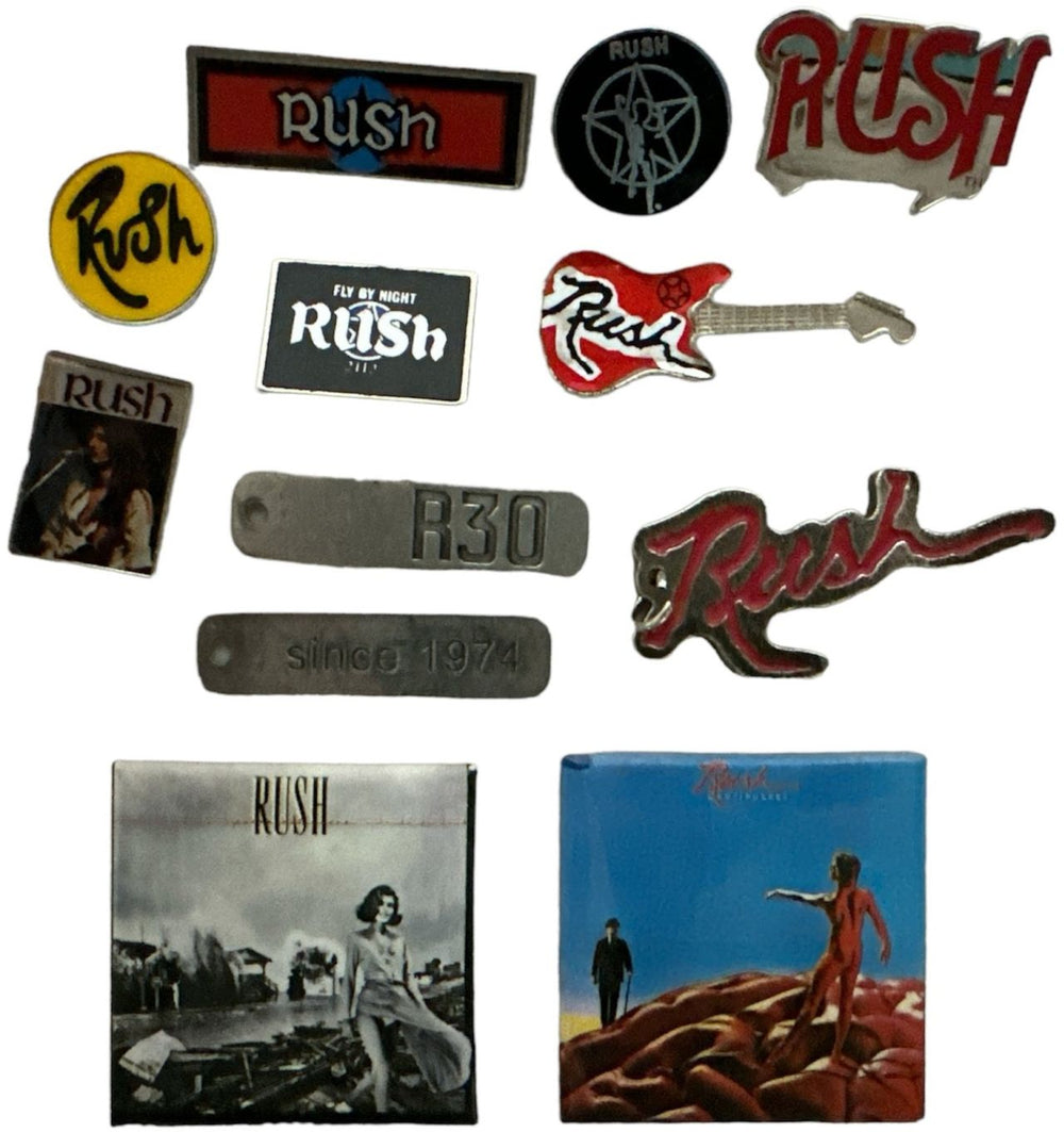 Rush A Bundle of Badges, Keyrings and more. UK Promo badge