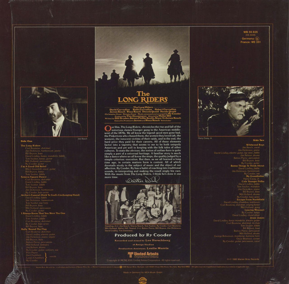 Ry Cooder The Long Riders - Shrink German vinyl LP album (LP record)