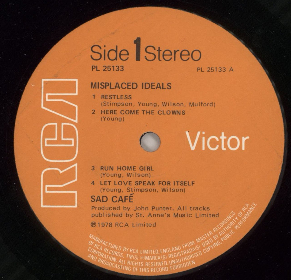 Sad Cafe Misplaced Ideals UK vinyl LP album (LP record) AFELPMI299748