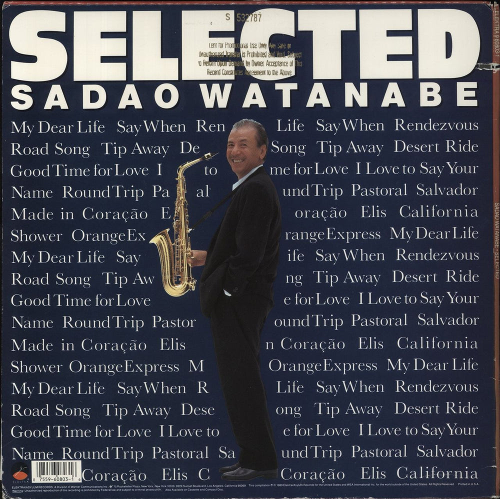 Sadao Watanabe Selected - Promo Stamped US Promo 2-LP vinyl record set (Double LP Album) SFV2LSE859119