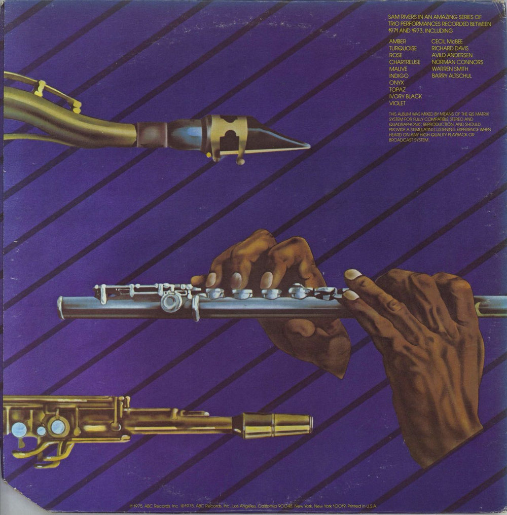 Sam Rivers Hues UK vinyl LP album (LP record)