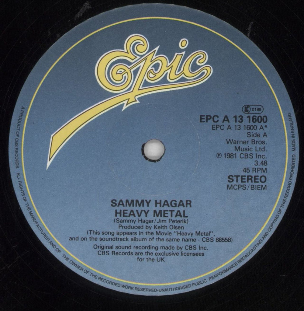 Sammy Hagar Heavy Metal UK 12" vinyl single (12 inch record / Maxi-single) HGA12HE394833