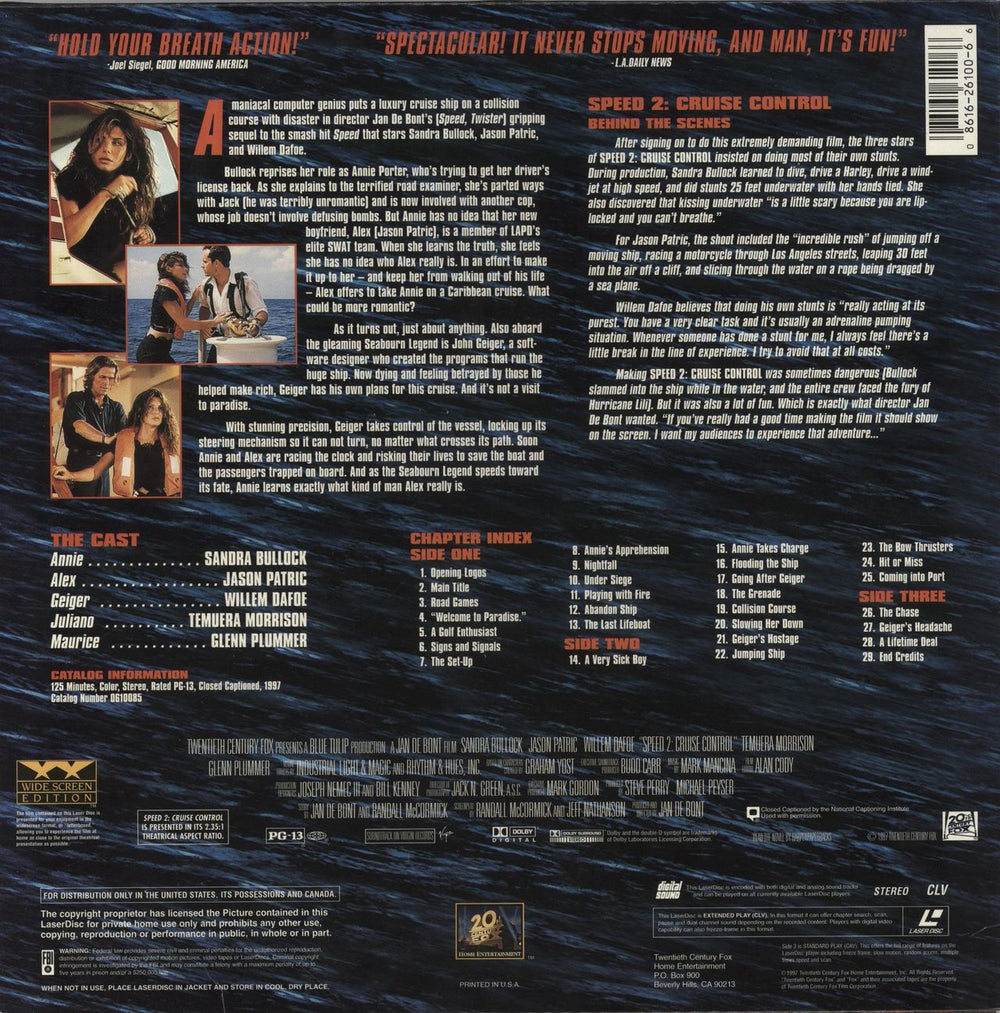 Sandra Bullock Speed 2 US laserdisc / lazerdisc