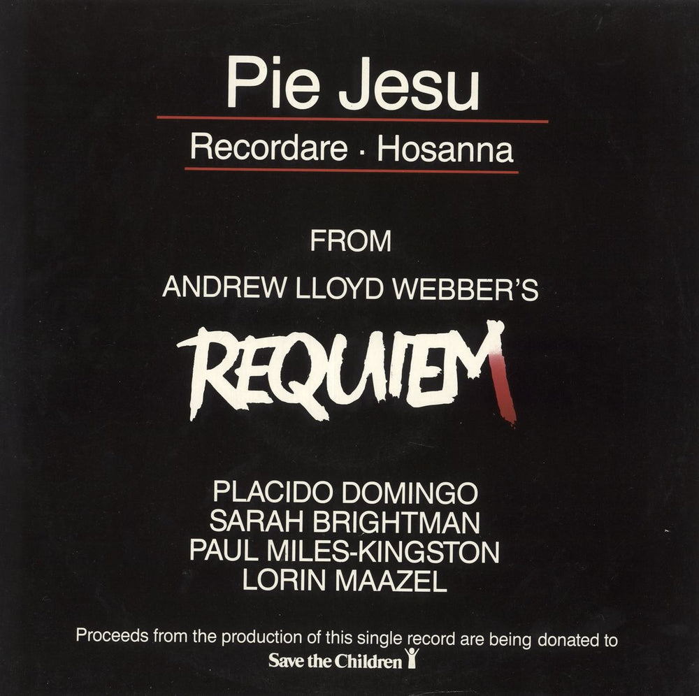Sarah Brightman Pie Jesu - Factory Sample UK Promo 12" vinyl single (12 inch record / Maxi-single) 12WEBBER1