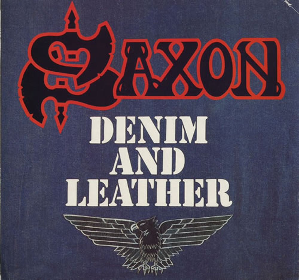 Saxon Denim And Leather UK vinyl LP album (LP record) FA3175