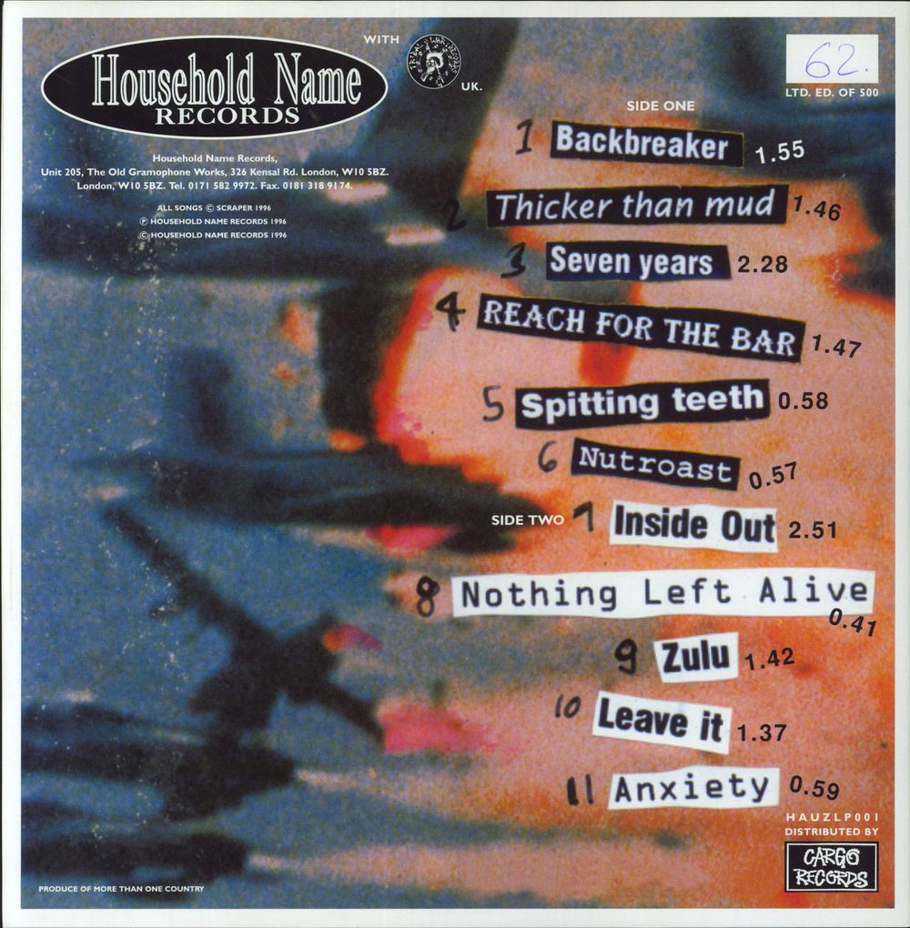 Scraper Built With Hate - Blue Vinyl UK 10" vinyl single (10 inch record)