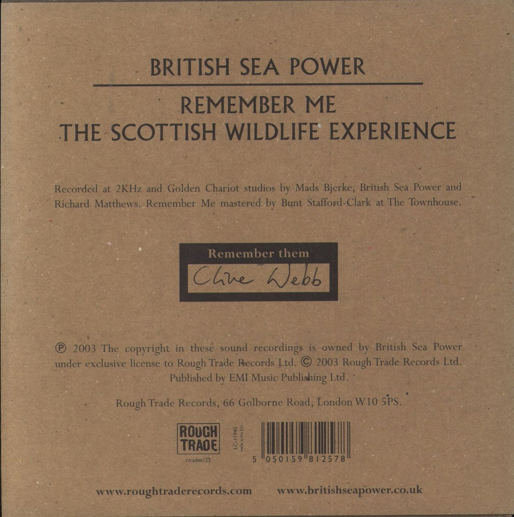 Sea Power Remember Me - Clive Webb UK 7" vinyl single (7 inch record / 45) 5050159812578