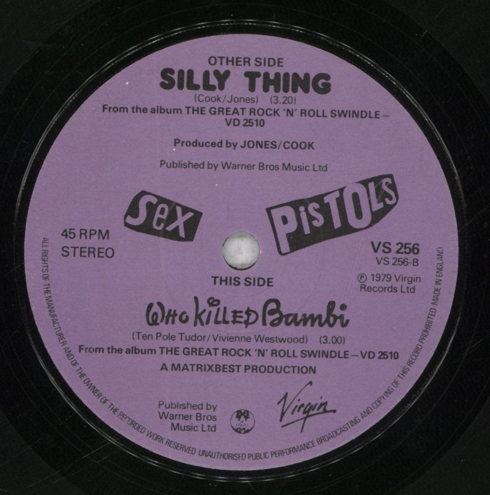 Sex Pistols Silly Thing UK 7" vinyl single (7 inch record / 45)