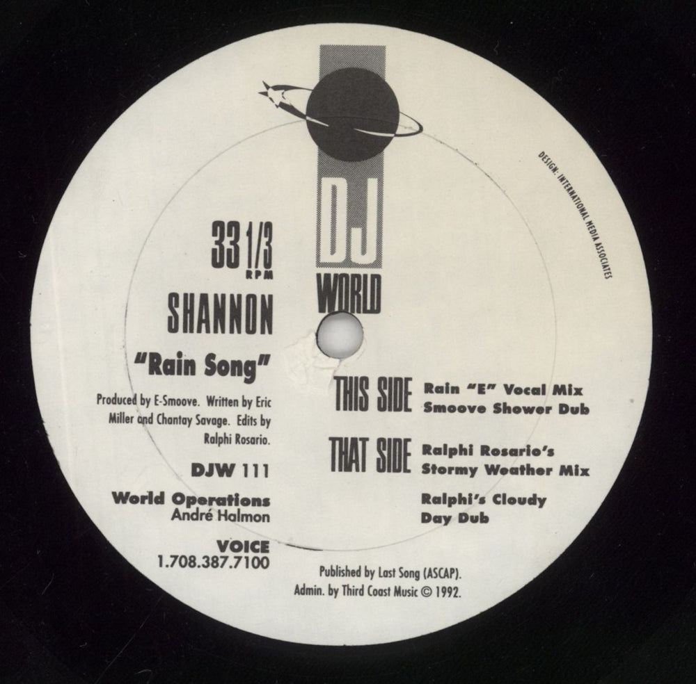 Shannon (80s) Rain Song US 12" vinyl single (12 inch record / Maxi-single)