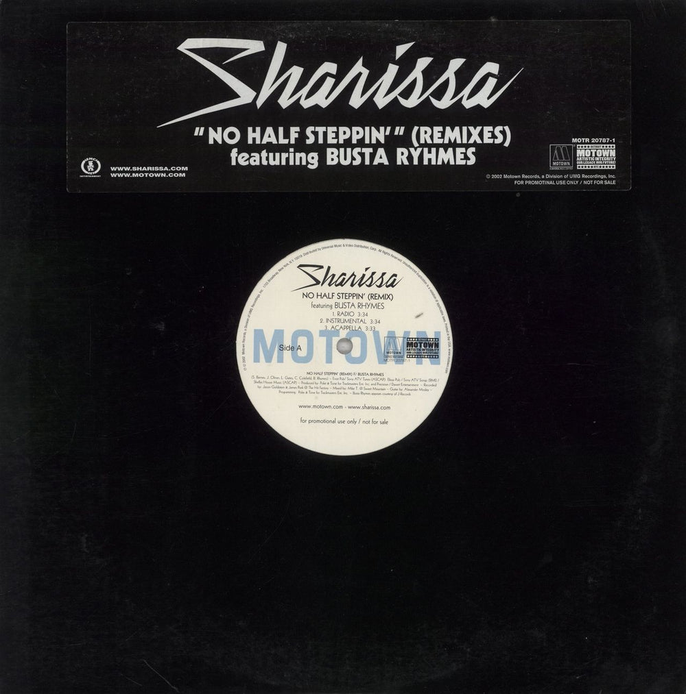 Sharissa No Half Steppin' (Remixes) US 12" vinyl single (12 inch record / Maxi-single) MOTR20787-1