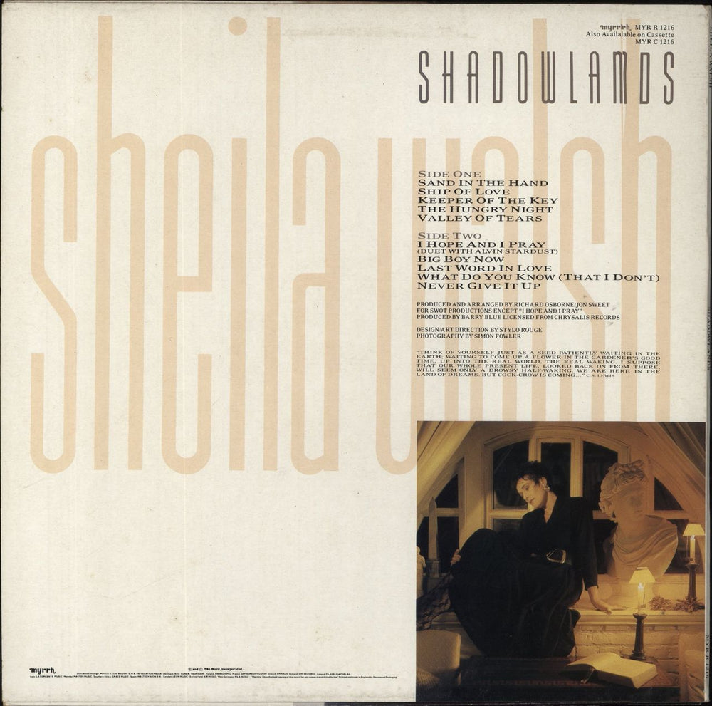 Sheila Walsh Shadowlands UK vinyl LP album (LP record)