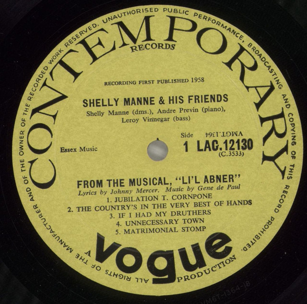 Shelly Manne Li'l Abner UK vinyl LP album (LP record) MNNLPLI474919