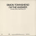 Simon Townshend I'm The Answer US Promo 12" vinyl single (12 inch record / Maxi-single)