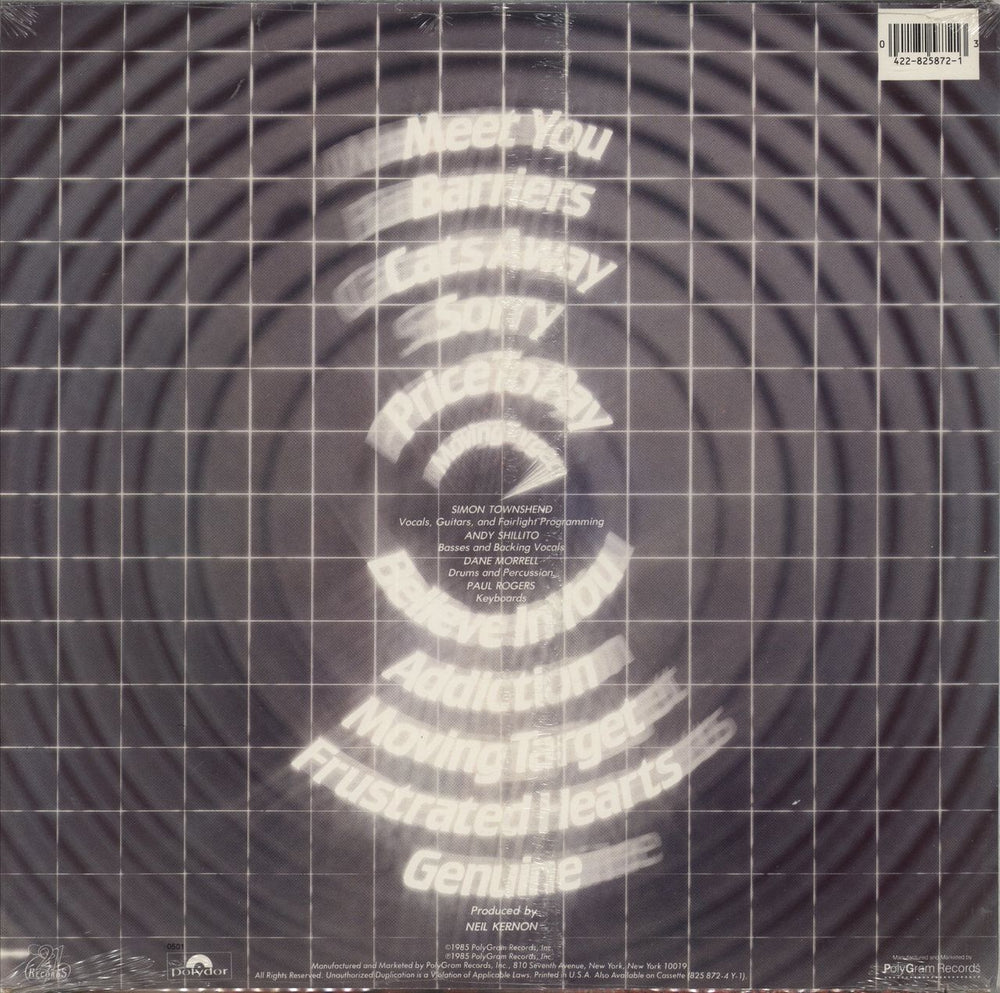 Simon Townshend Moving Target - Sealed US vinyl LP album (LP record) 042282587213