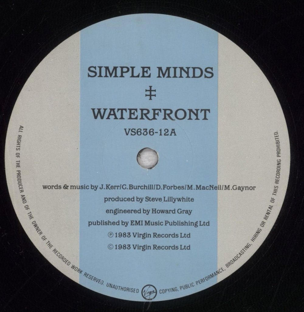 Simple Minds Waterfront UK 12" vinyl single (12 inch record / Maxi-single) SIM12WA10065