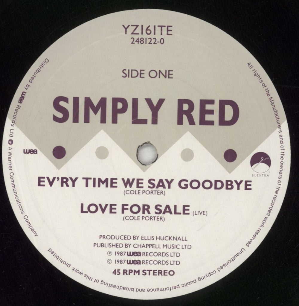 Simply Red Ev'ry Time We Say Goodbye UK 10" vinyl single (10 inch record) RED10EV73349