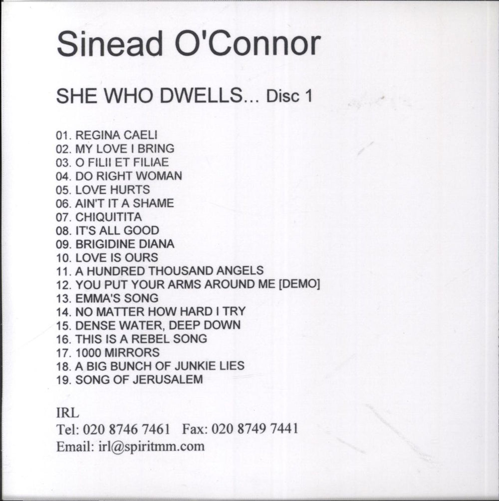 Sinead O'Connor She Who Dwells - CD-R Promo Set UK Promo CD-R acetate CD-R