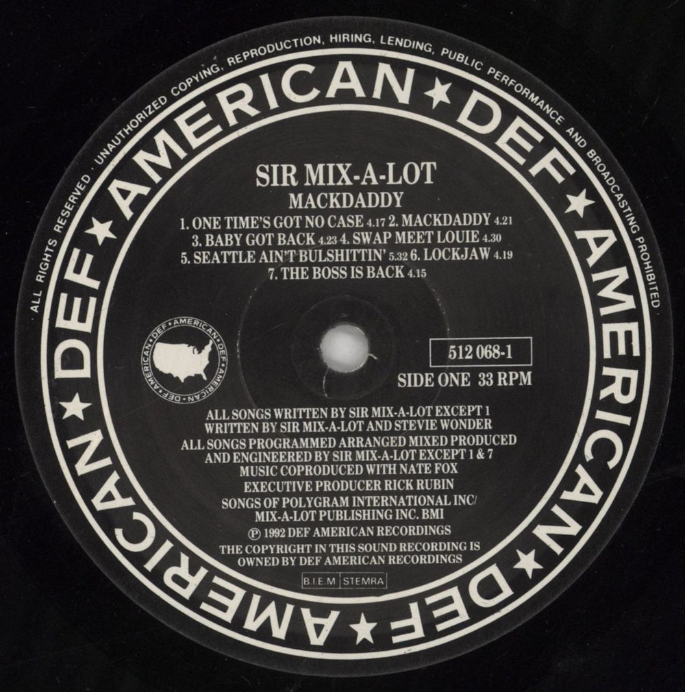 Sir Mix-A-Lot Mack Daddy Dutch 12" vinyl single (12 inch record / Maxi-single) UW012MA859271
