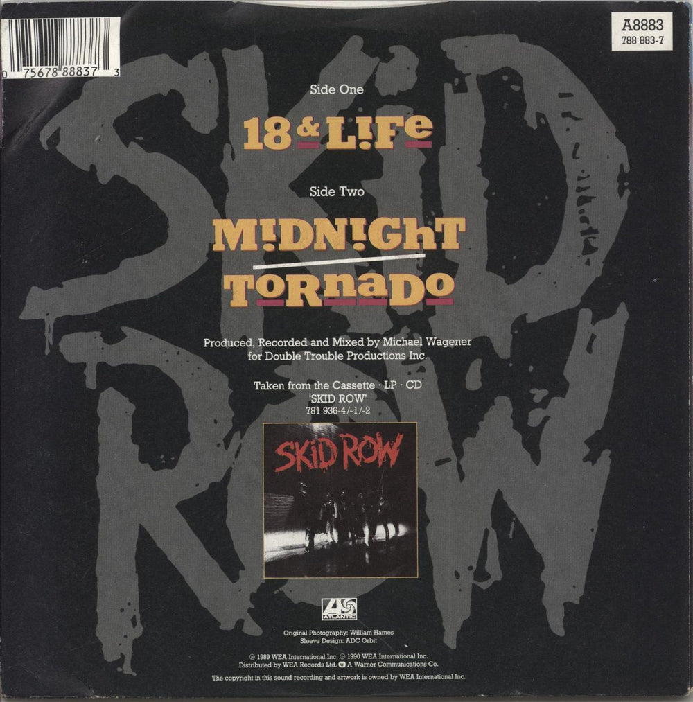 Skid Row (80s) 18 & Life UK 7" vinyl single (7 inch record / 45) 075678888373