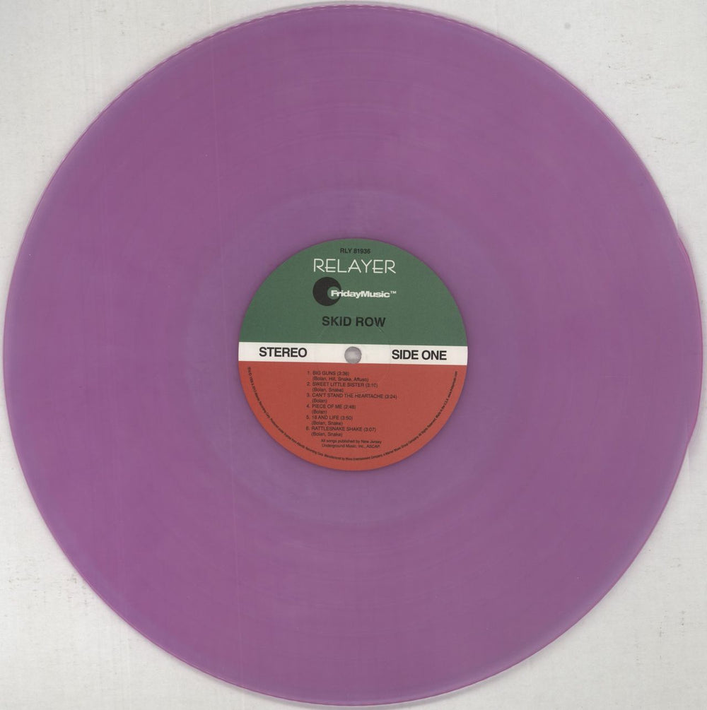 Skid Row (80s) Skid Row - Purple Vinyl - Autographed US vinyl LP album (LP record) SROLPSK849252