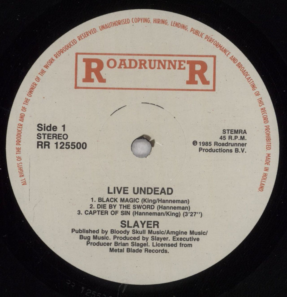 Slayer Live Undead Dutch 12" vinyl single (12 inch record / Maxi-single) SLA12LI391548