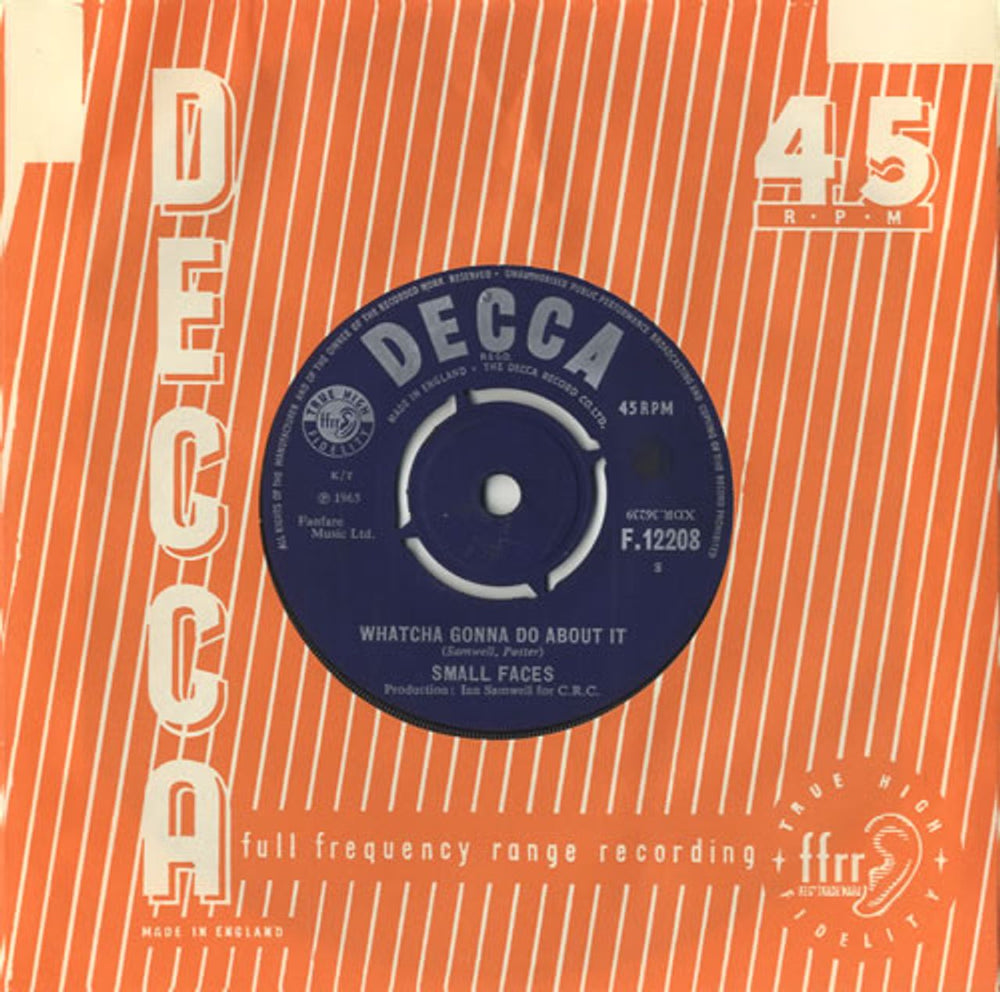 Small Faces Whatcha Gonna Do About It UK 7" vinyl single (7 inch record / 45) F.12208