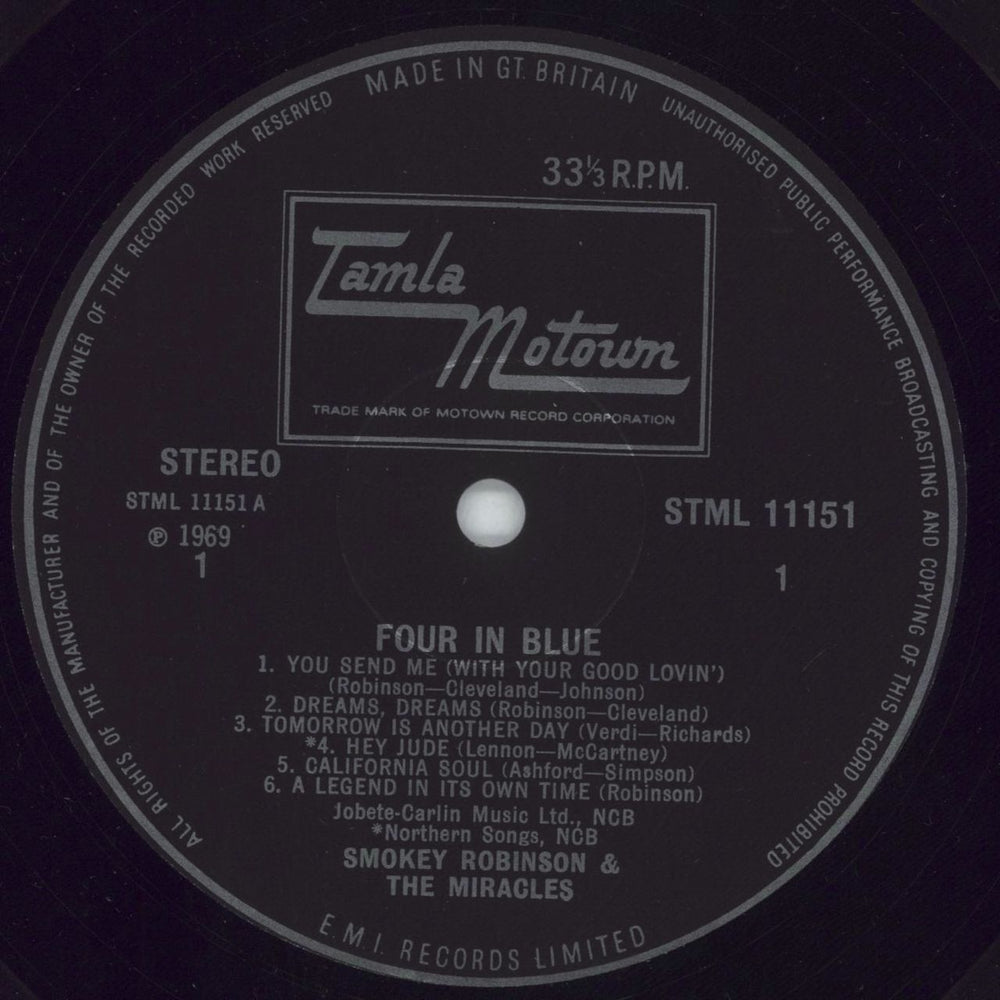 Smokey Robinson & The Miracles Four In Blue UK vinyl LP album (LP record) R+MLPFO600025