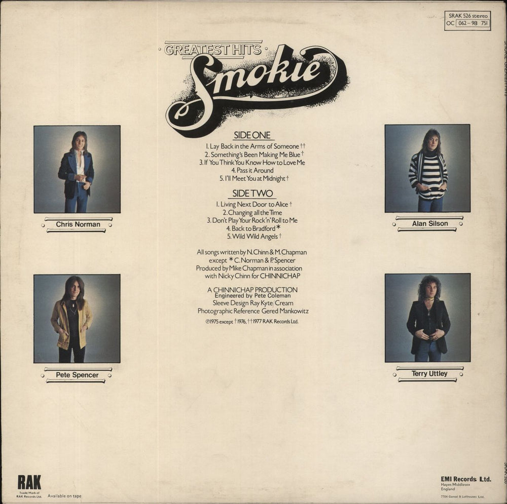 Smokie Greatest Hits - Embossed Sleeve UK vinyl LP album (LP record)