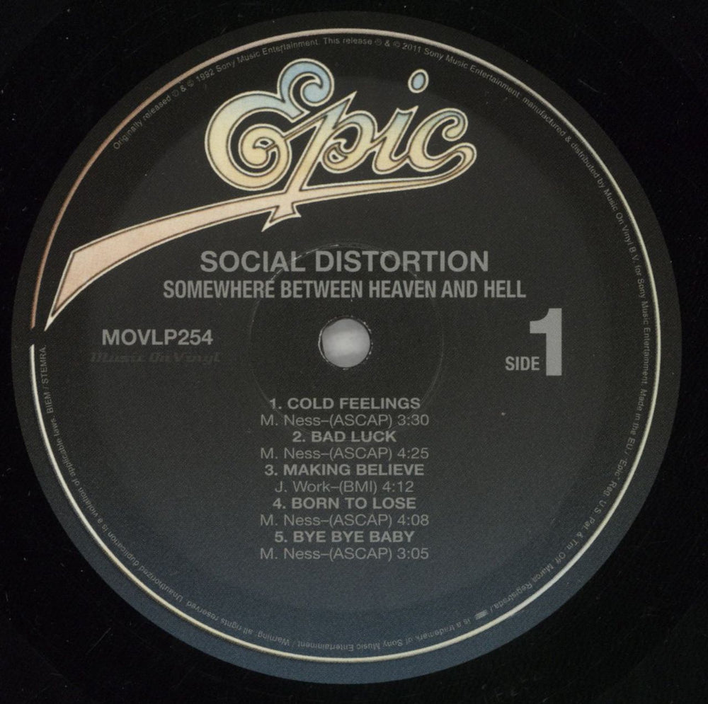 Social Distortion Somewhere Between Heaven And Hell - 180gm UK vinyl LP album (LP record) SD6LPSO866582