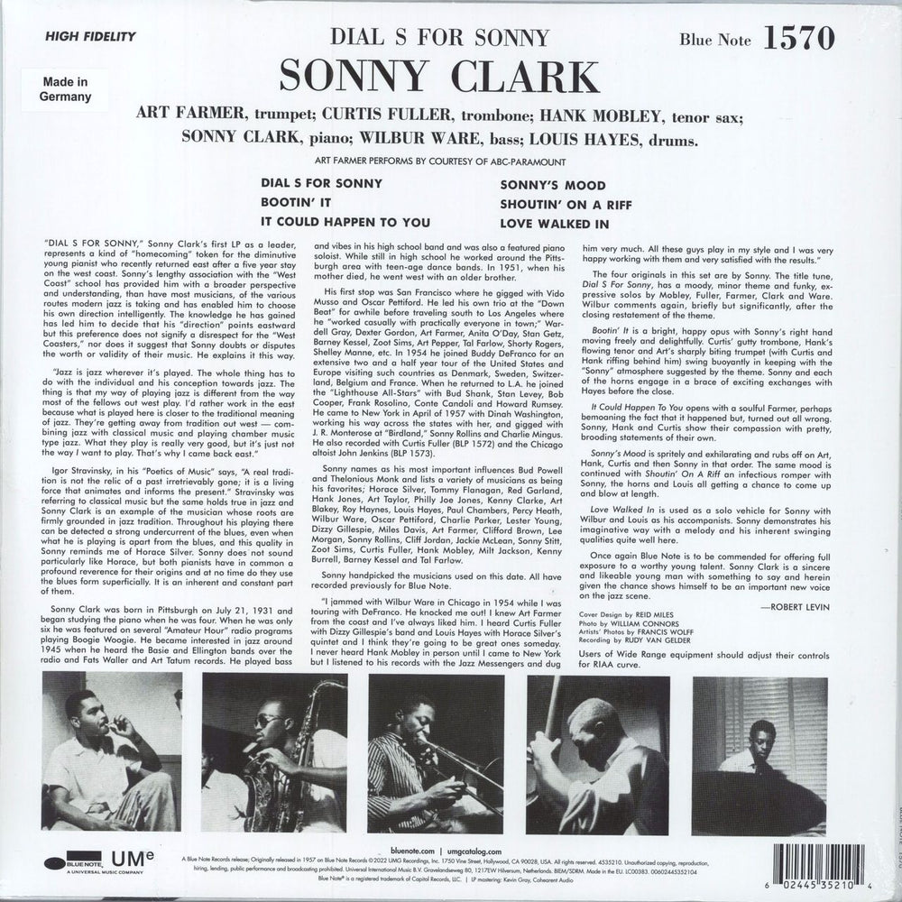 Sonny Clark Dial 'S' For Sonny - 180gm - Sealed UK vinyl LP album (LP record) 602445352104