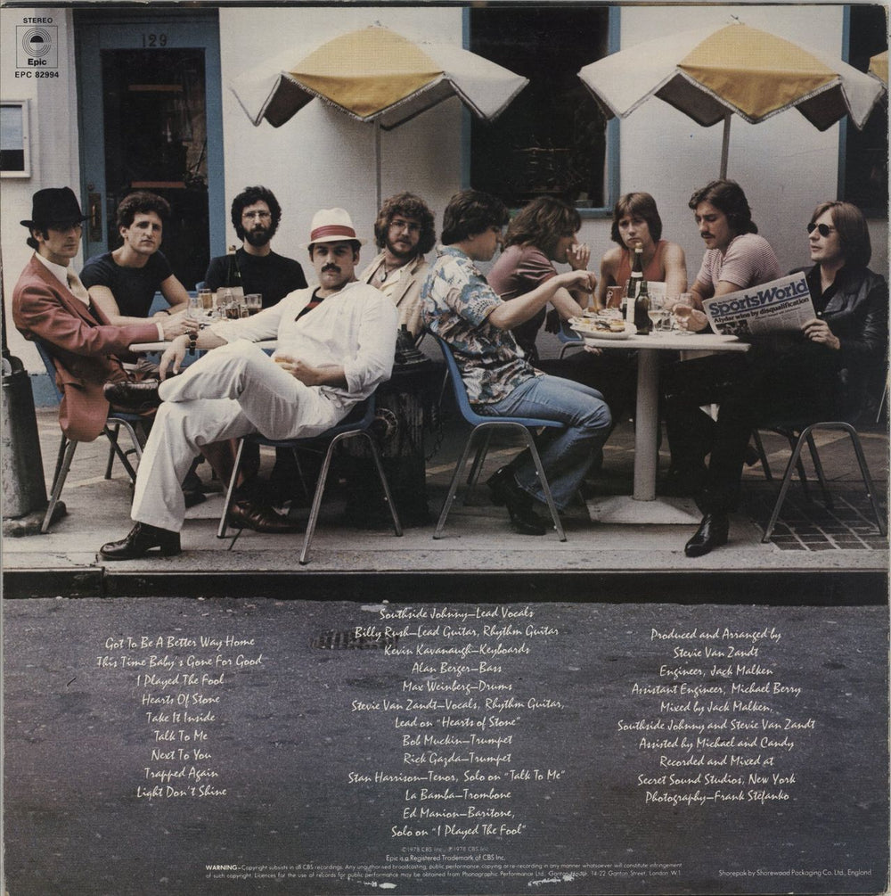 Southside Johnny & The Asbury Jukes Hearts Of Stone UK vinyl LP album (LP record)