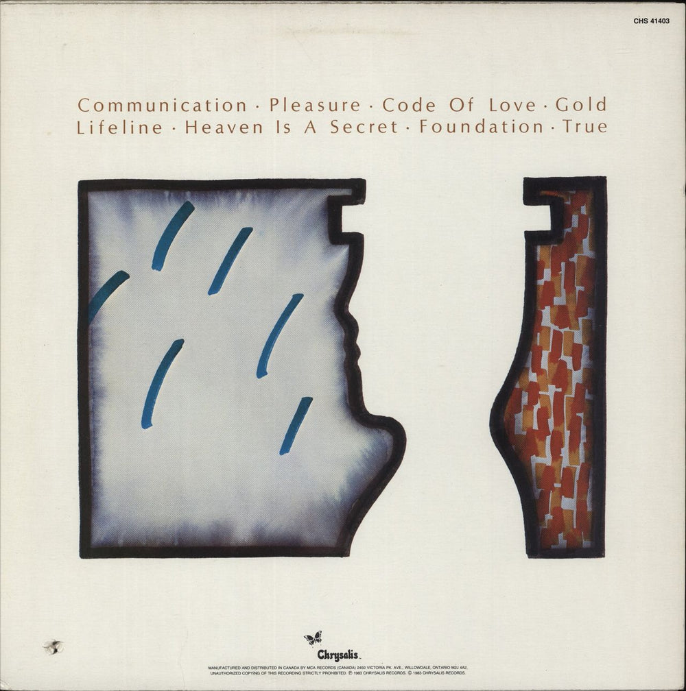 Spandau Ballet True Canadian vinyl LP album (LP record)