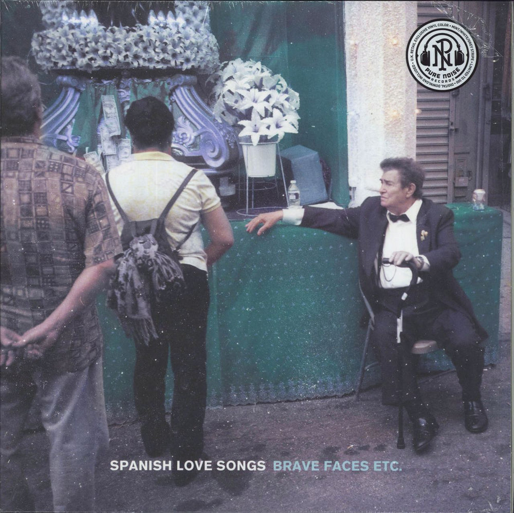 Spanish Love Songs Brave Faces Etc - Mint/White/Grey Stripe Vinyl UK 2-LP vinyl record set (Double LP Album) PNE327