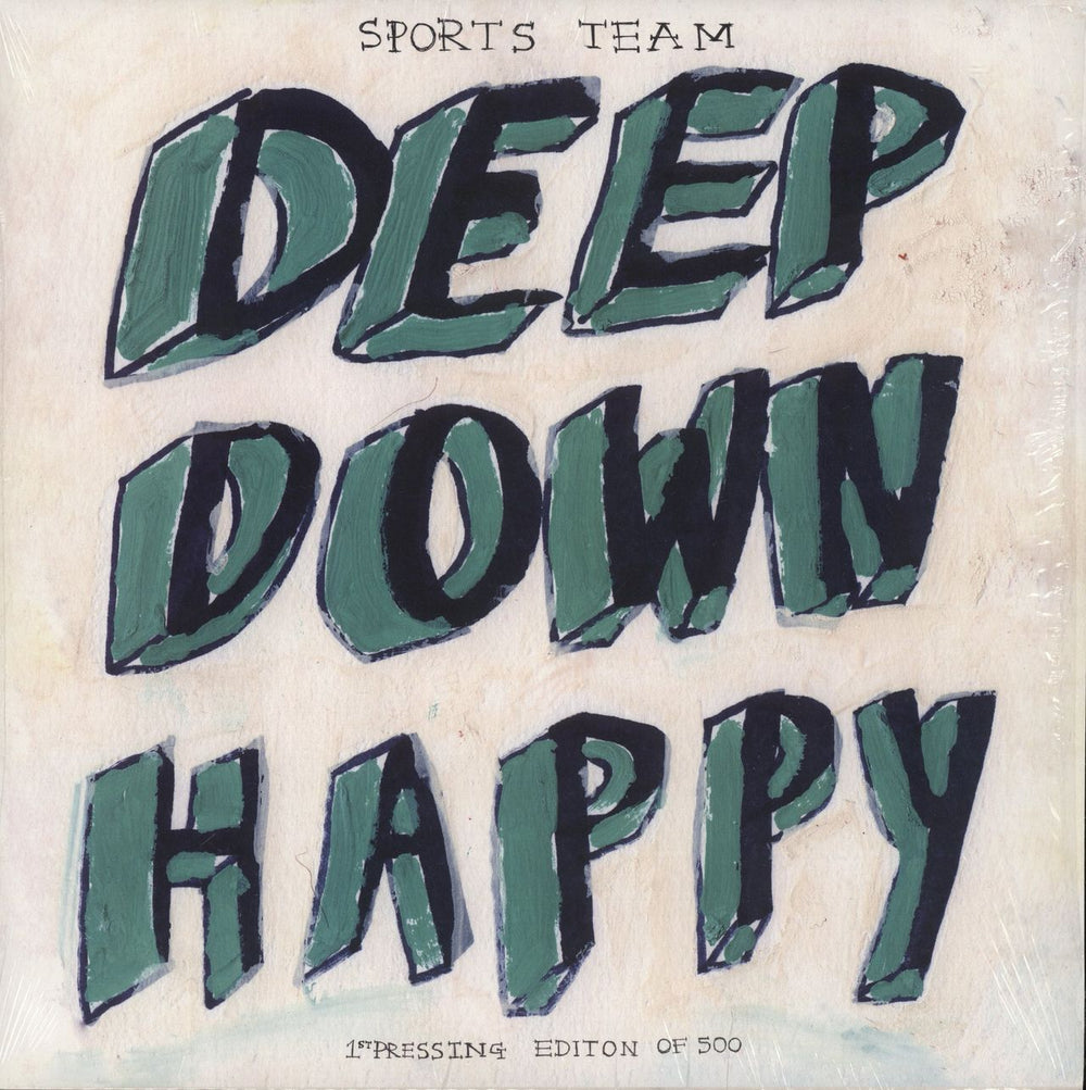 Sports Team Deep Down Happy - 1st Pressing - Green Vinyl UK vinyl LP album (LP record) 0869215