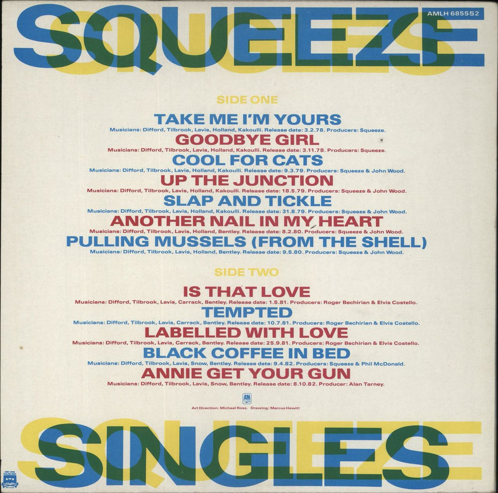 Squeeze Singles - 45's And Under UK vinyl LP album (LP record)