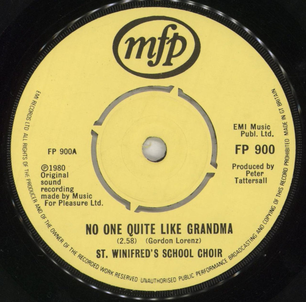 St. Winifred's School Choir There's No One Quite Like Grandma UK 7" vinyl single (7 inch record / 45) VTB07TH578832